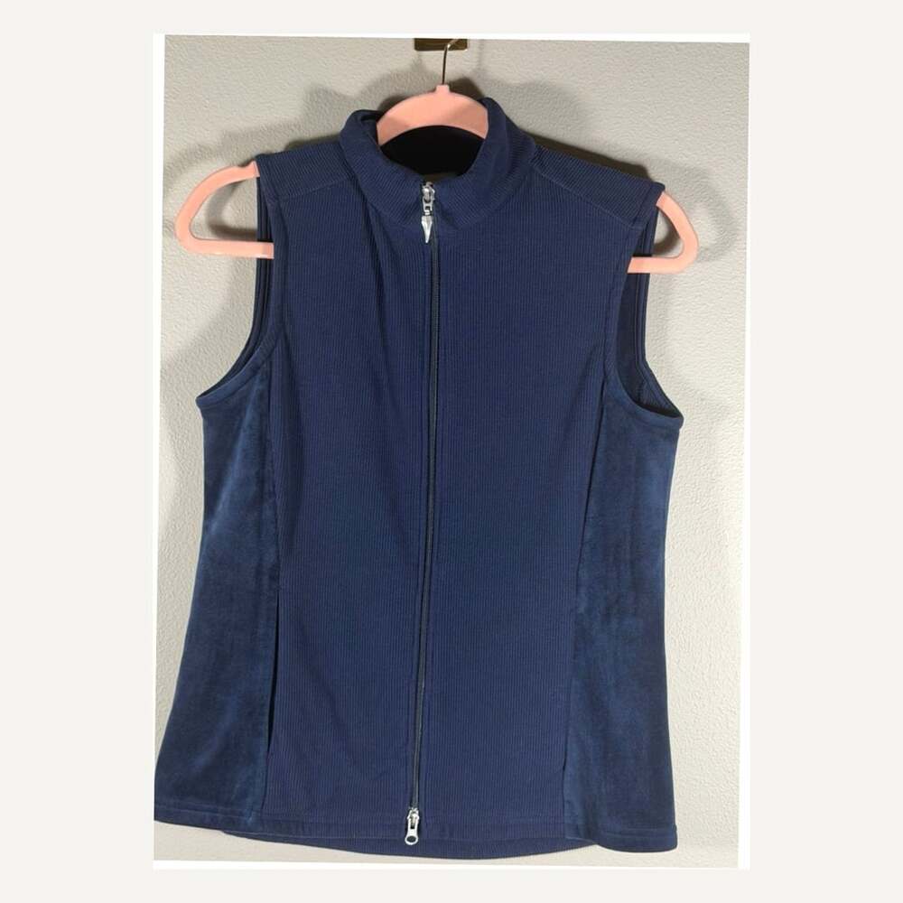 Greg Norman Full Zip Vest Blue Fleece Mock Neck